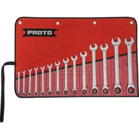 Proto 14-Piece Full Polish Combination Non-Reversible Ratcheting Wrench Set, 12-Point