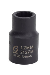 Sunex SUU-212ZM 1/2-Inch Drive 12-mm 12-Point Impact Socket