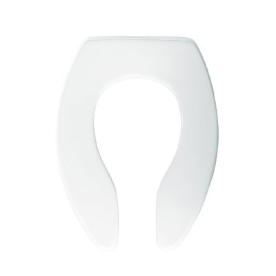 Bemis B1655SSCT000 Elongated Open Front Less Cover Commercial Plastic Toilet Seat in White with STA-TITE Self-Sustaining Check Hinge