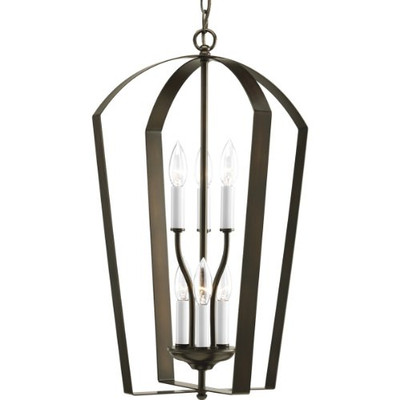 Progress Lighting 94392920 P3929-20 Gather Collection 6-Light Foyer Pendant, Antique Bronze