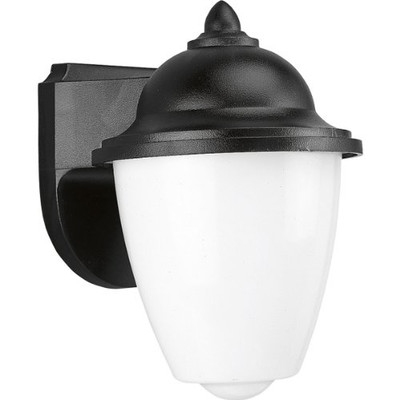 Progress Lighting 94584431 P5844-31 Black Outdoor 1-Light Plastic Wall Lantern with White Acrylic Glass, Black
