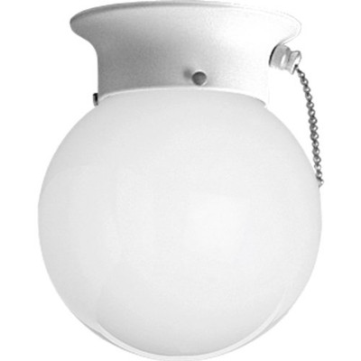 Progress Lighting 94360530SW Glass Globe Brushed Nickel Flush Mount Shade: White, Finish: White, Pull Chain: Yes