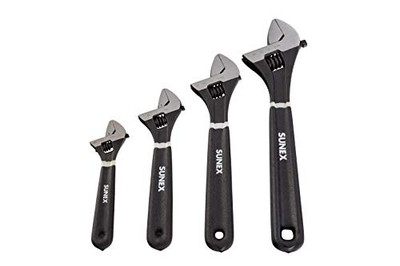 Sunex SU9618A 4Pc Adjustable Wrench Set, 6" 8" 10" 12" Storage Pouch Included