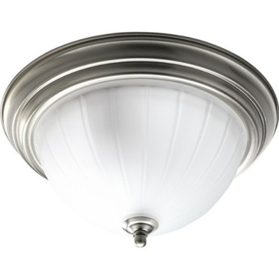 Progress Lighting 94381709 P3817-09 2-Light Close-To-Ceiling with Etched Ribbed Glass, Brushed Nickel
