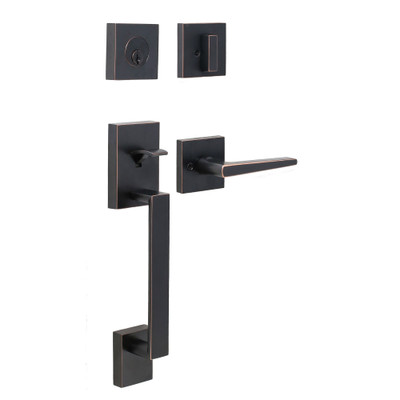 WESLOCK 02880-171FR2D Weslock 02880-171FR2D Brookside Single Cylinder Handle set with Philtower Lever Trim with Adjustable Latch and Round Corner Strikes  Oil Rubbed Bronze Finish