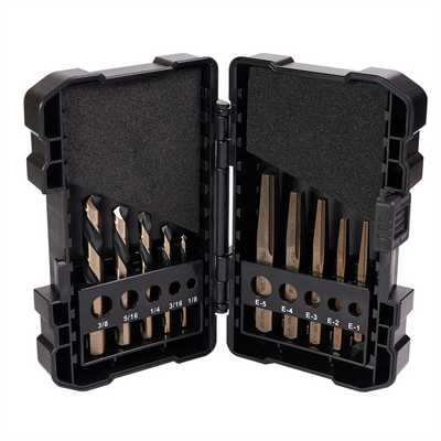 KnKut 10 Piece Left Hand Screw Machine Drill & Square Extractor Set