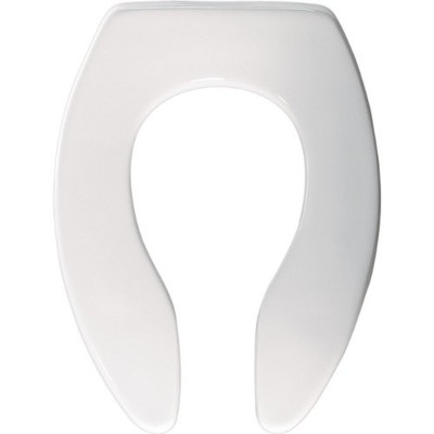 Bemis B1655CT000 Elongated Open Front Less Cover Commercial Plastic Toilet Seat in White with STA-TITE Check Hinge