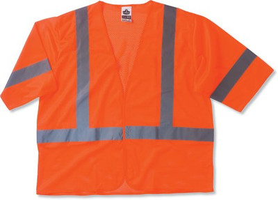 ERGODYNE 150-22013  GLOWEAR 8310HL CLASS 3 ECONOMY VEST ORANGE S/M