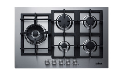SUMMIT GCJ5SS 30 Wide 5-Burner Gas Cooktop In Stainless Steel