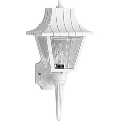 Progress Lighting 94581530 P5815-30 Wall Torch with Ribbed Mansard Roof Beveled Clear Acrylic Panels, White