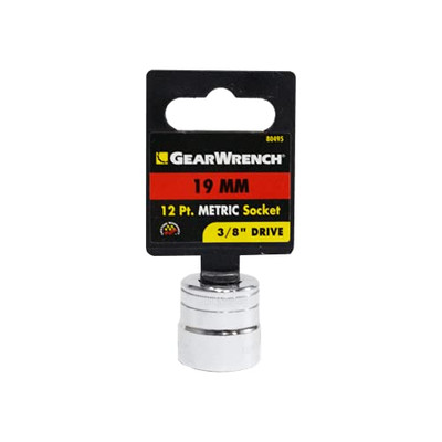 Apex KD80495 GearWrench 3/8" Drive 12 Point Standard Metric Socket 19mm, Black