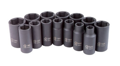 Sunex SU3328 3/8-Inch Drive Metric Mid-Depth Impact Socket Set, 14-Piece