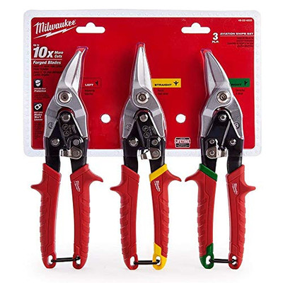 MILWAUKEE HAND TRUCKS MWK48-22-4533 3-Pc Aviation Snips (Left, Right, Straight) Set
