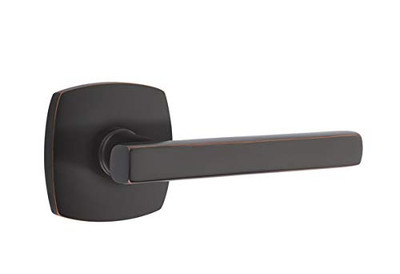 Emtek 5306FRLUS10B Full Dummy Set, Urban Modern Rosette, Freestone Lever, Non-Handed, Oil Rubbed Bronze
