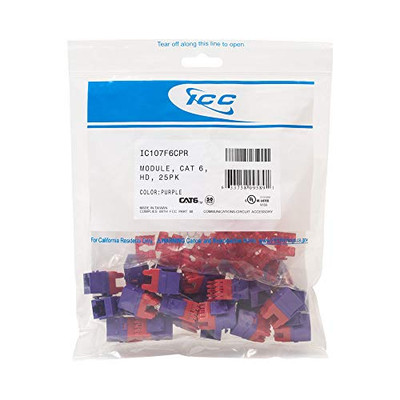 ICC IC107F6CPR Module  CAT6  HD  25PK  Purple  Valuepacks  22~24 AWG  568A/B Wiring  25 Pcs Price
