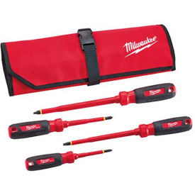 Milwaukee® 48-22-2204 4 PC 1000V Insulated Screwdriver Set W/ Roll Pouch