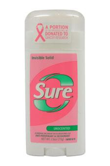 Sure U-BB-1908 Antiperspirant & Deodorant - Unscented - Invisible Solid - Net Wt. 2.6 OZ (73 g) Each - Pack of 4