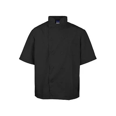 KNG Lg LW Chef Coat;Black Short Sleeve