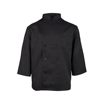 KNG M Black Chef Coat;3/4 Sleeve