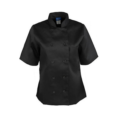 KNG XS Ladies Chef Coat;Black Short Sleeve