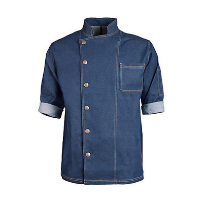 KNG XL Denim Chef Coat;Front Snap