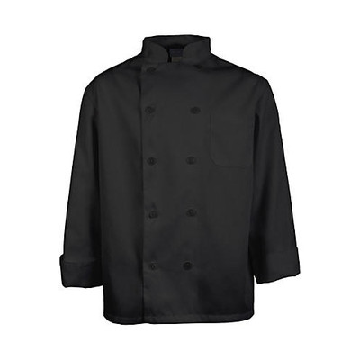 KNG Sm Mens Chef Coat;Black Long Sleeve