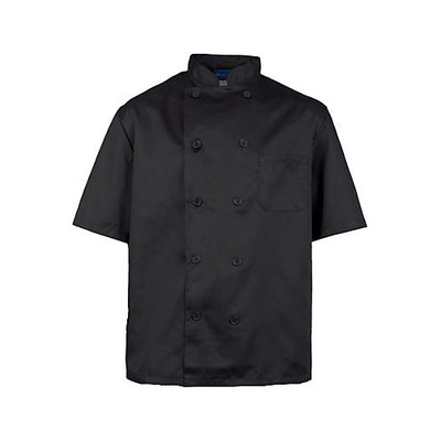 KNG Sm Mens Chef Coat;Black Short Sleeve