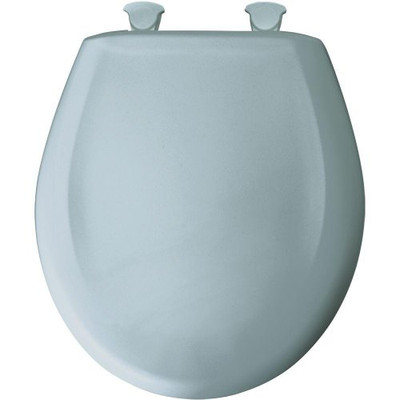 Bemis B200SLOWT344 Round Plastic Toilet Seat in Heron Blue with STA-TITE, Easy-Clean & Change and Whisper-Close Hinge