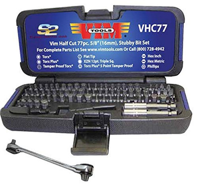 DURSTON MFG CO INC VIVHC77 HALF CUT BIT 77 pc SET, 5/8 LONG BITS
