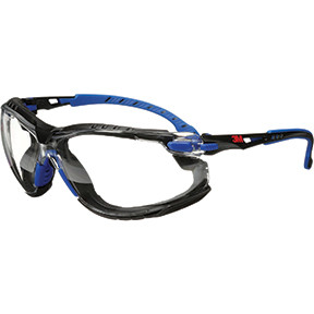 3M Safety Glasses 1000-Ser S1101SGAF-KT Kt Foam Strap Blck/Blu Clr Scotchgrd Anti-fog lens