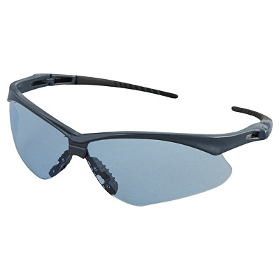 V30 Nemesis Safety Glasses Light Blue Polycarbonate Lens Uncoated Blue Frame Black Temples Nylon