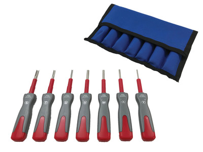 CTA Manufacturing Corporation CTA-2246 Used for servicing Deutsch terminals   Using the proper terminal disconnect tool eliminates damage to wires or terminal blocks  Comes in a hook n loop closure pouch for easy grab and organized storage  Includes