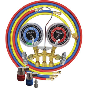 ATD Tools ATD-3661 Easy to recalibrate anti-flutter R1234yf gauges smooth out needle movement  Manifold block assembled with (3) 12mm (F) fittings per SAE J2888