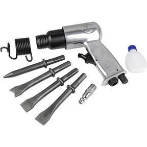 ATD Tools ATD-2150A Perfect for chipping, riveting, cutting, piercing and peening  Features quick change chisel holder for quick and easy tool changes  Specifications:  Blows per Minute: 4,300 bpm  Barrel Stroke: 1.7  Chisel Shank: .401  Average Air