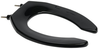 Bemis B1955CT047 Elongated Open Front Less Cover Commercial Plastic Toilet Seat in Black with STA-TITE Check Hinge