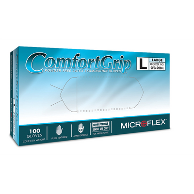 Microflex MFX-CFG900S ComfortGrip Latex Glove, Powder Free, 9.6" Length, 5 mils Thick, Small (Pack of 100)
