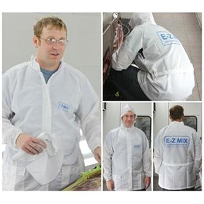 E-Z Mix EMX-64446W LG ANTISTATIC LAB COAT W/HOOD