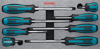 Vessel VST-9008EVA Phillips JAWSFIT tip firmly grips screws  Useful knurled blade for quick and slipless driving