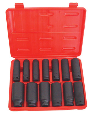 ATD Tools ATD-4401 1/2" Drive 13-Piece 6-Point SAE Deep Impact Socket Set