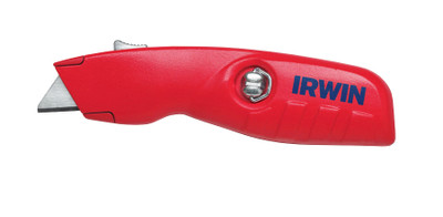 IRWIN VISE-GRIP VSG-2088600 Self-retracting spring action returns blade safely into the housing when not in use  Interlocking nose reduces blade wobble  Ergonomic grip fits comfortably in the hand  Two blade positions - 2mm extension for box cutting