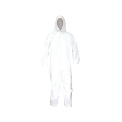 SAS Safety SAS-6995 Microporous non-woven material with Poyethylene coating  Cloth-like fiber   Full pullover hood   Full zipper front and elastic wrists   Non-elastic ankle cuffs
