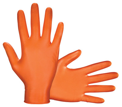 SAS Safety SAS-66573-22 Bright orange for high visibility provides protection that you can see  6 mil Nitrile  Latex-free  Superior puncture & abrasion resistance  Dual sided scale grip