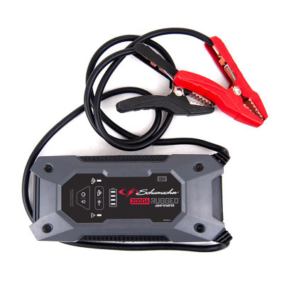 Schumacher SHM-SL1651 Jump start a vehicle 45 times on a single charge Compatible with 10.0L gas and 8.0L diesel Built-in, 36-inch jumper cable with heavy-duty clamps