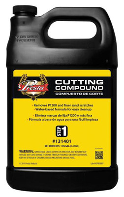 Presta PST-131401 Presta Cutting Compound cuts quickly and is designed to remove P1200 and finer sand scratches on most new and aged clear coat paint surfaces over a broad range of buffing speeds.    Contains no waxes, fillers or silicones. This