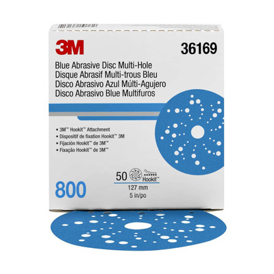 3M Company MMM-36169 ABRASIVE DISC 5IN 800G BLUE MULTIHOLE BOX 50