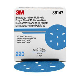 3M Company MMM-36147 Hookit Blue Abrasive Disc Multi-hole 3 220G