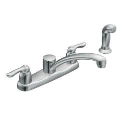 CSI 7907 Moen Chateau Two-Handle Low Arc Kitchen Faucet, Chrome