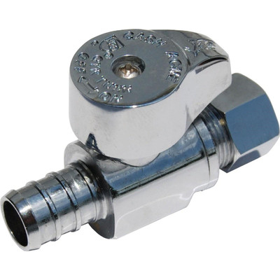 Cash Acme Pex Chrome Plated 1/4 Turn Straight Stops 1/2 X 3/8 Od Compression Lead Free 23057LF