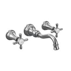 CSI TS42112 Moen NL-9700 Weymouth Polished Two-Handle High Arc Wall Mount Bathroom Faucet with Valve, Polished Nickel