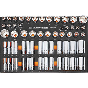 GearWrench 60 Piece 1/2&rdquo; Drive 6 & 12 Point, Standard & Deep, SAE Chrome Socket Set in Foam Storage Tray